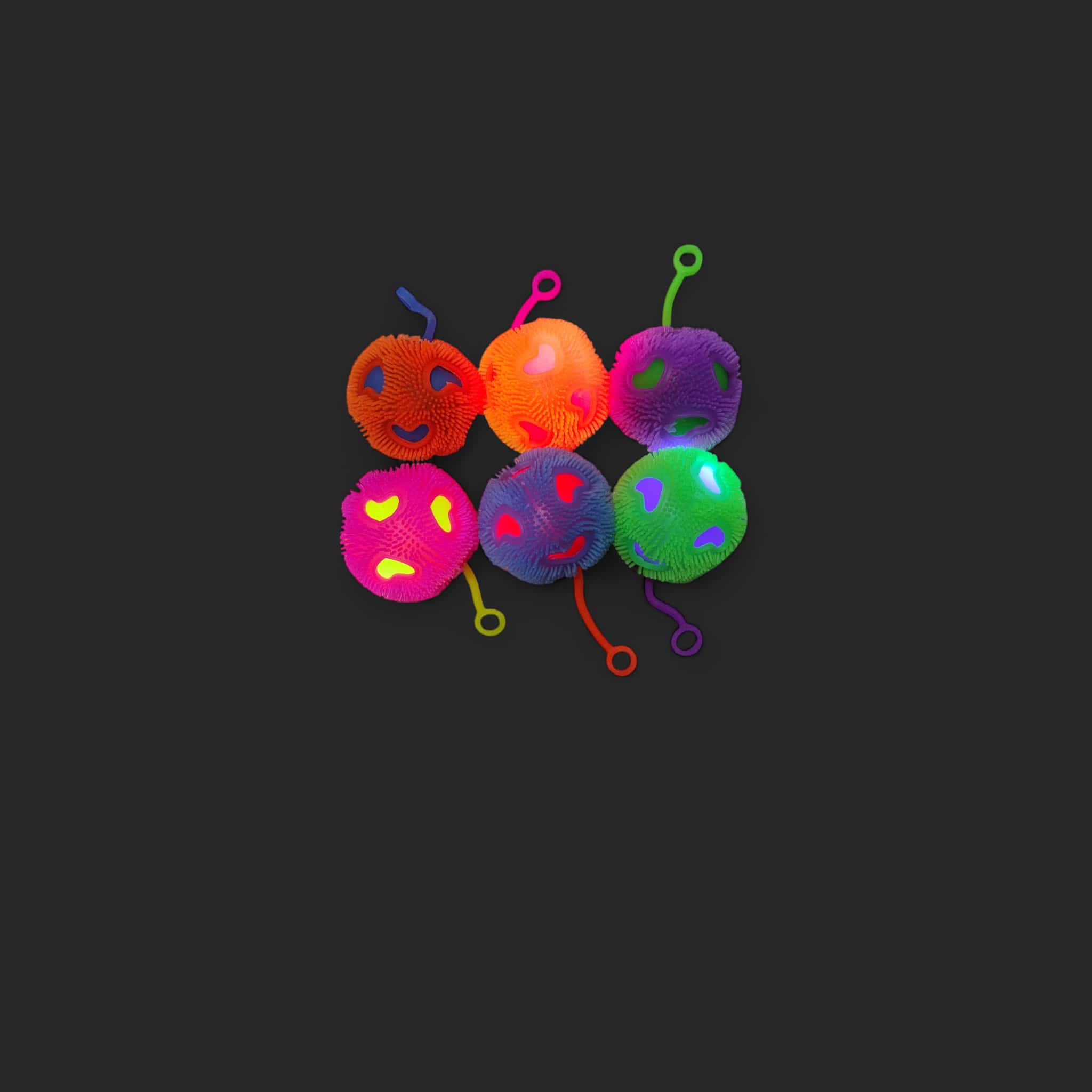 toptan ışıklı oyuncak emoji yumuşak ışıklı top kulplu 12 li akznn046